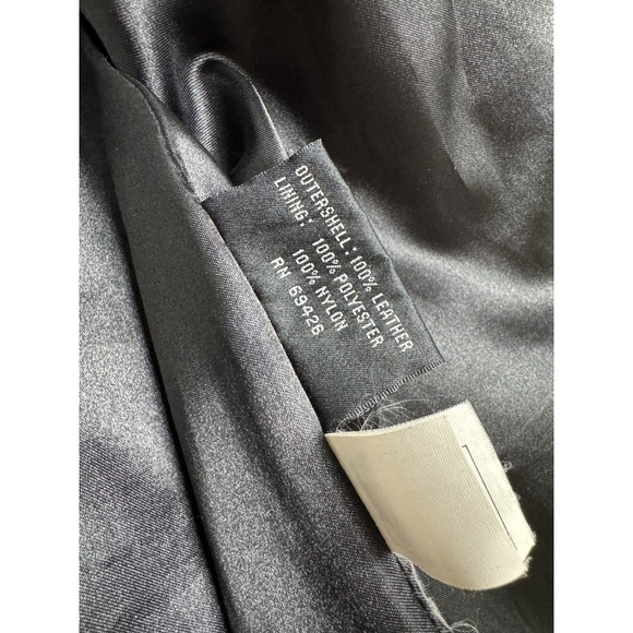 Vintage Wilsons Black Leather Jacket Mens Large L Field Overcoat 90s Y2K Read - Picture 4 of 11